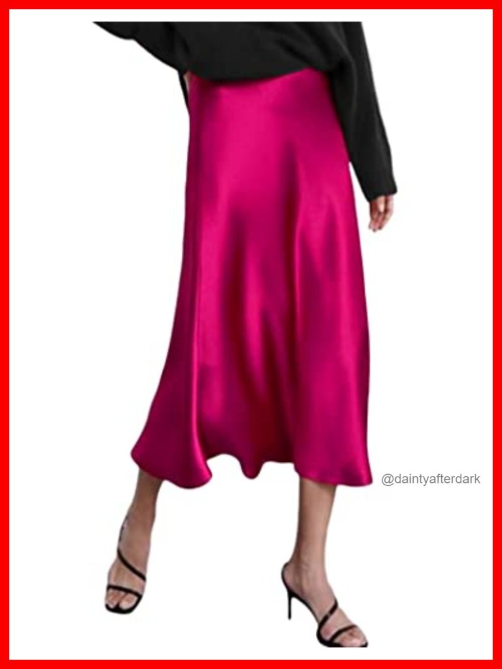Elegant High Waist Satin Midi Skirt for Women - A-Line Silhouette, Versatile